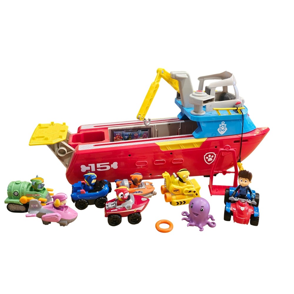 Paw Patrol Sea Patroller Transforming Ship Toy Set with Ryder 6 Pup mini Vehicle